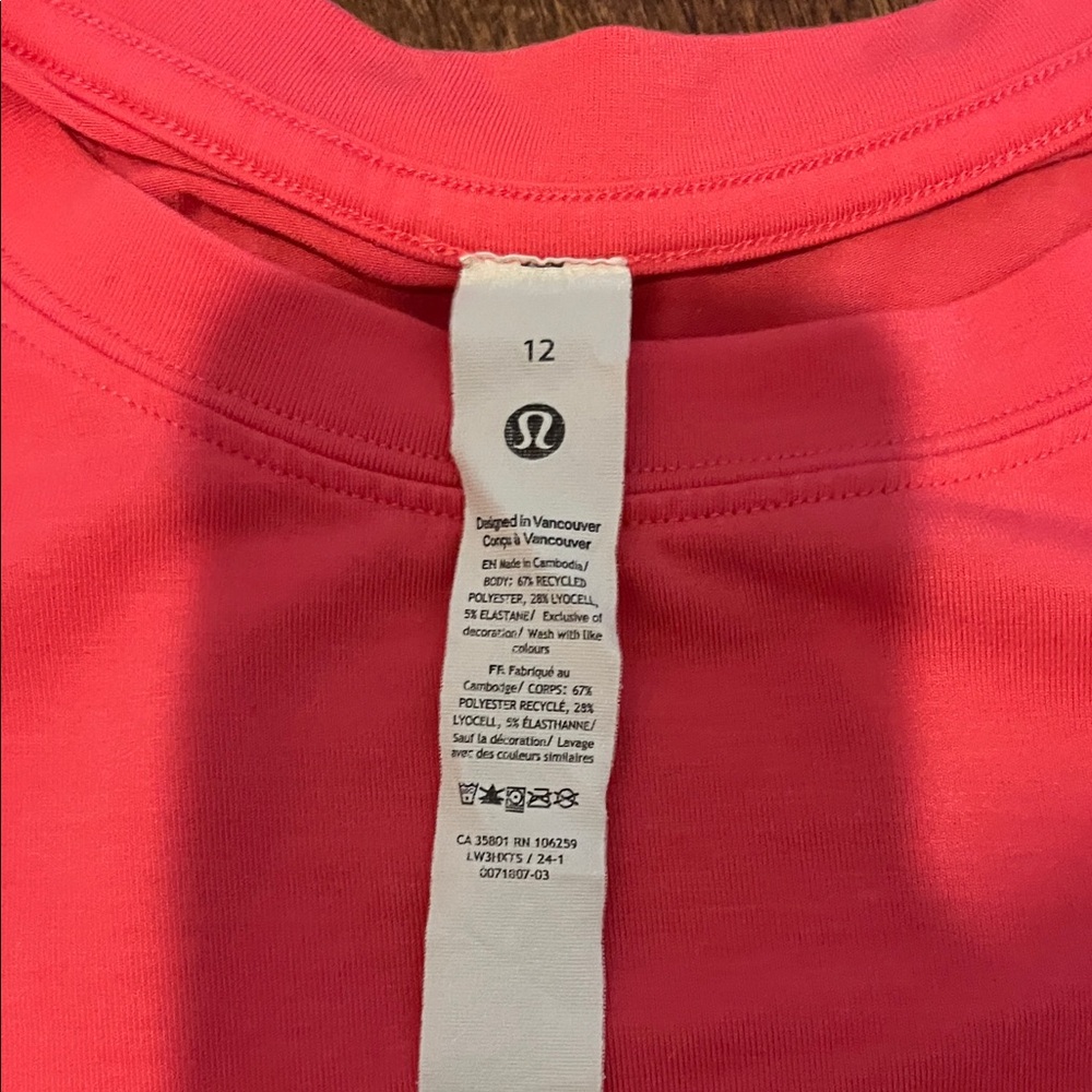 Lululemon Athletica Vibrant Pink Short Sleeve Tee - Picture 2 of 5